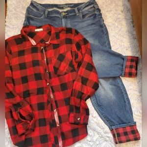 Maurices Matching Buffalo Plaid Jeans And Flannel